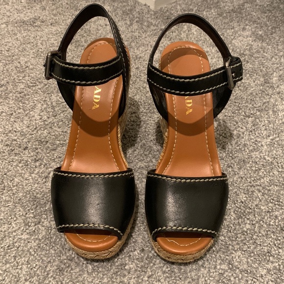 PRADA WEDGE ESPADRILLE PLATFORMS - Picture 1 of 13